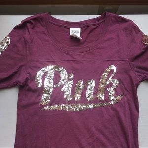VS PINK T-shirt Maroon/gold